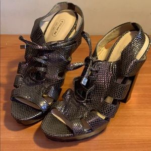 Coach Green Python Leather “Moreen” Tieup Heels